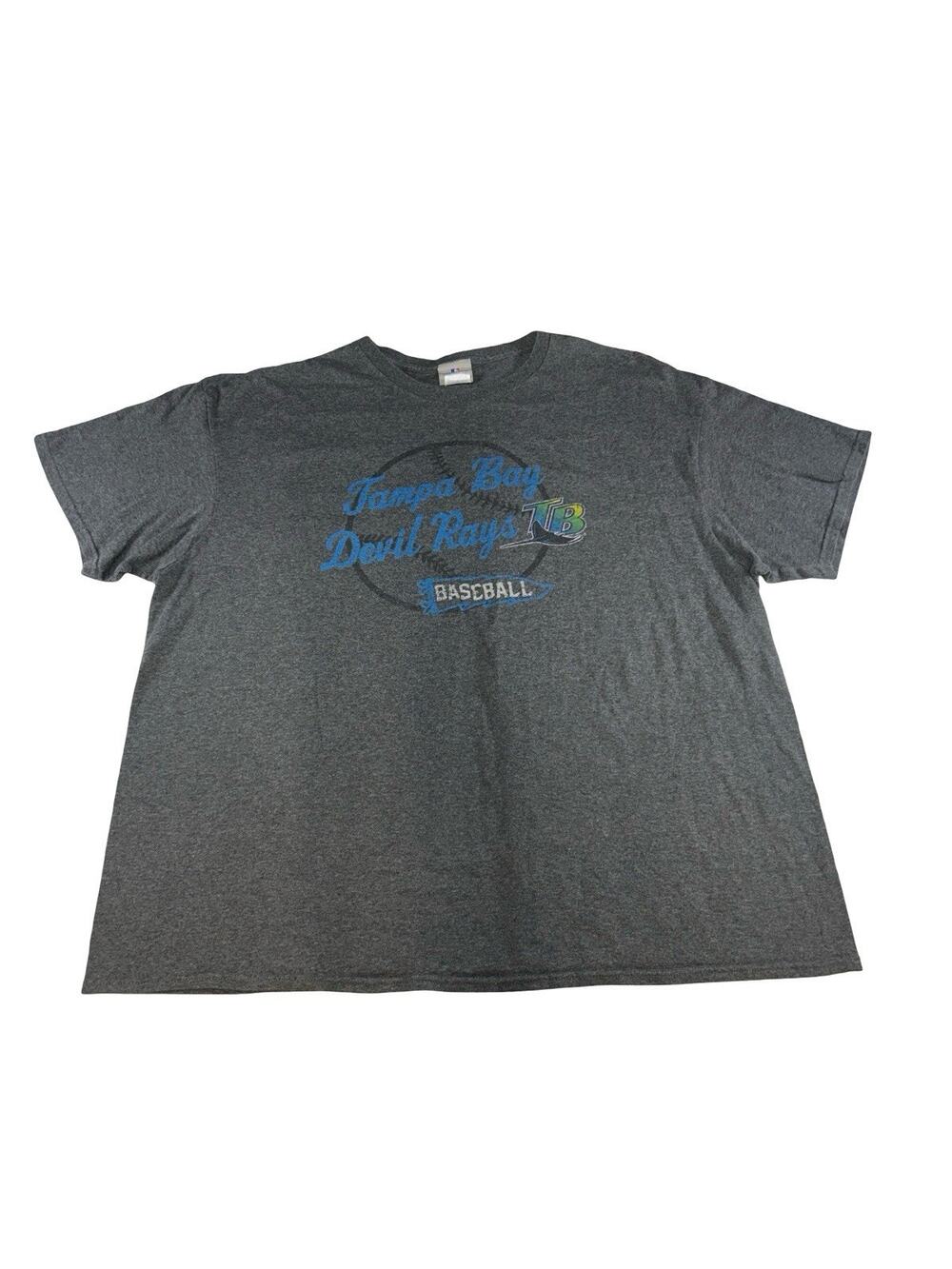 Tampa Bay Devil Rays Men’s XL Gray MLB T-Shirt Holes Near Graphic